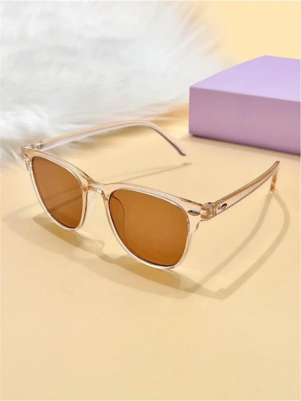 Retro  Light Brown Square Frame Sunglasses